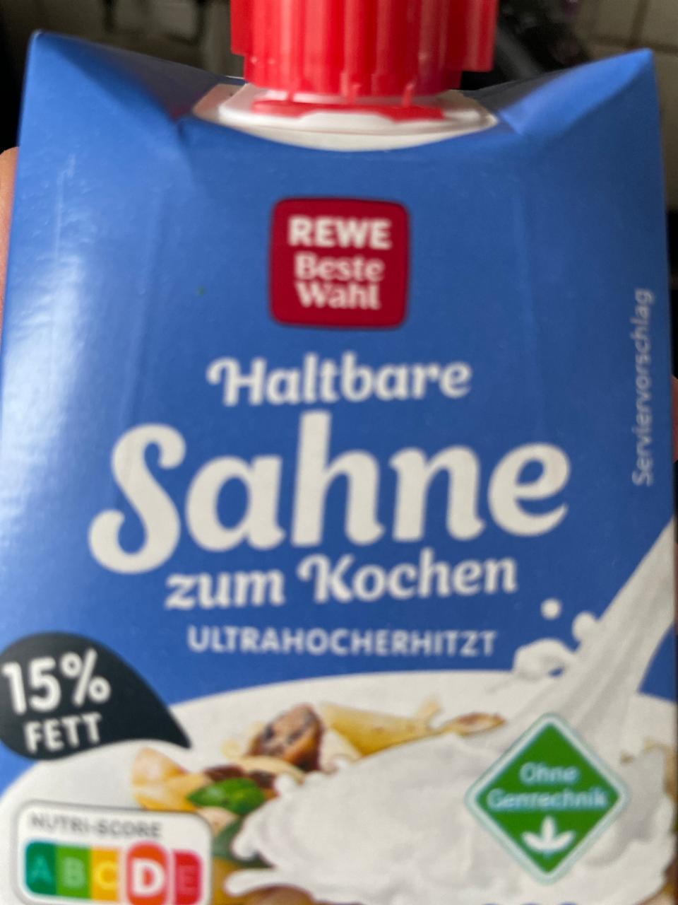 Fotografie - Haltbare Sahne zum Kochen 15% Fett Rewe Beste Wahl