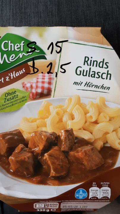 Fotografie - rind gulasch Chef Menu