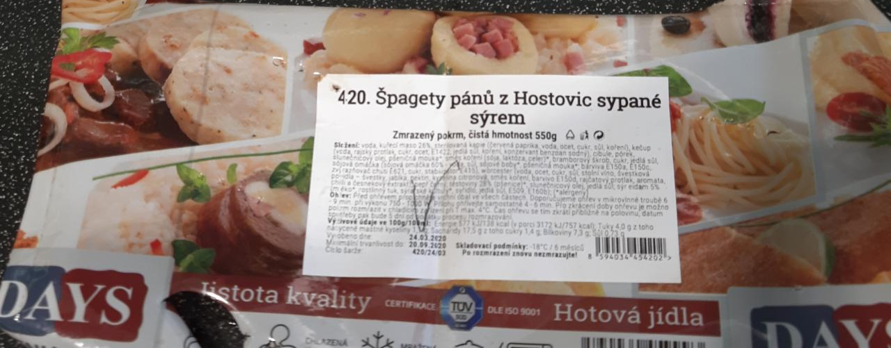 Fotografie - Špagety pánů z Hostovic sypané sýrem Days