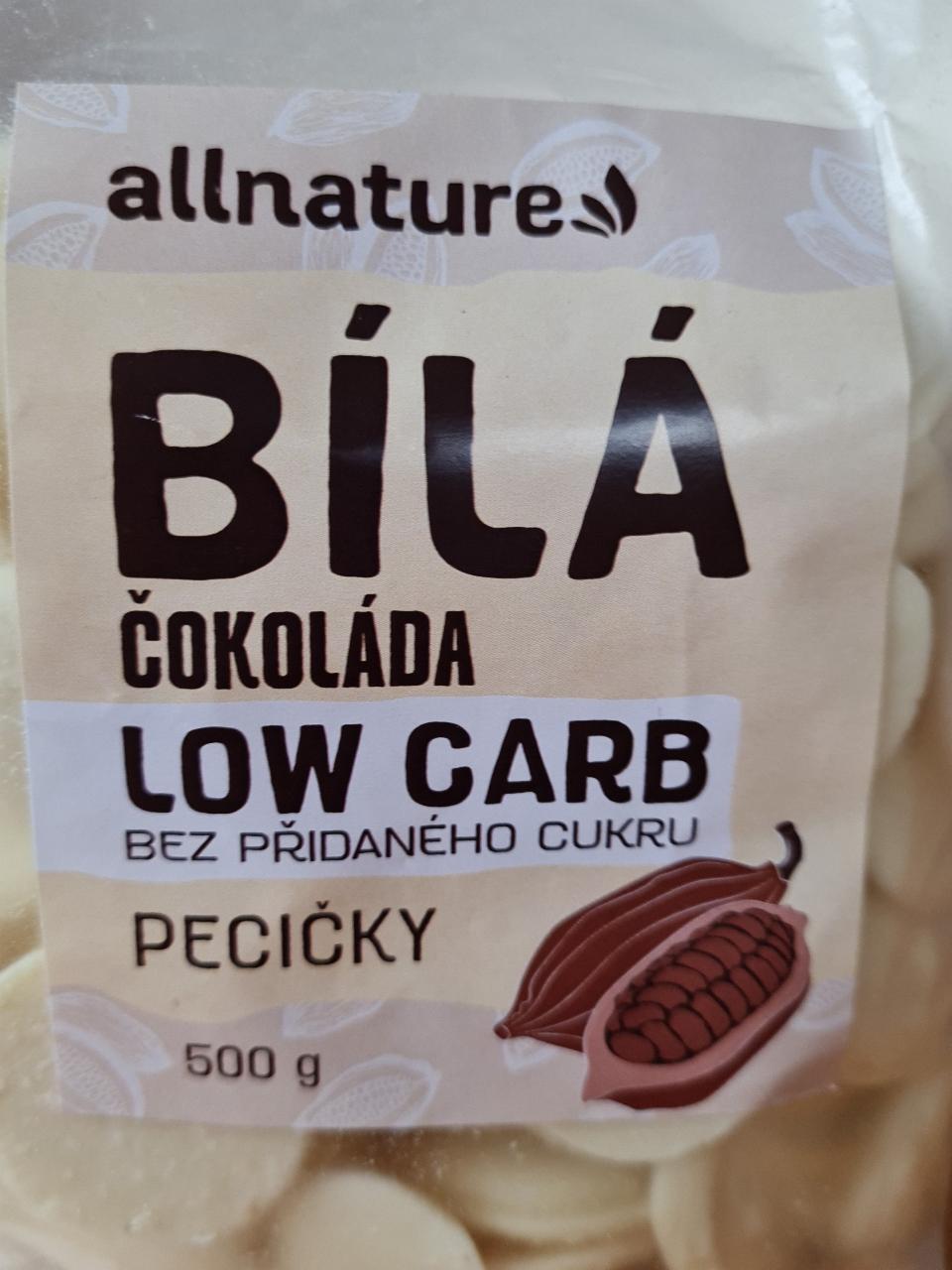 Fotografie - Bílá čokoláda low carb pecičky Allnature