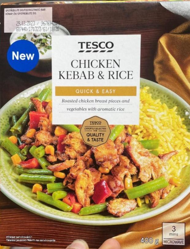 Fotografie - Chicken kebab & rice Tesco