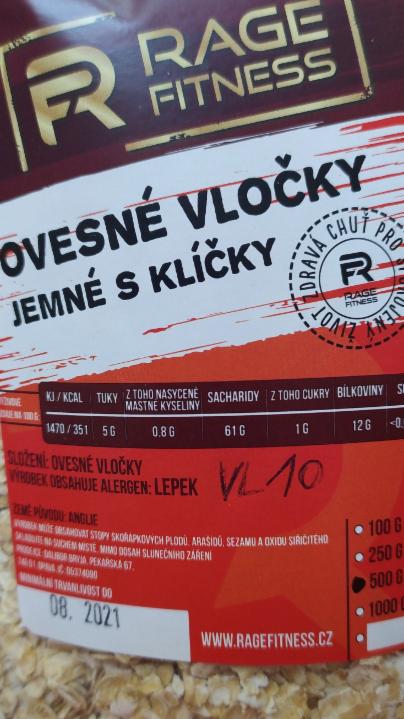 Fotografie - Ovesné vločky jemné s klíčky RageFitness