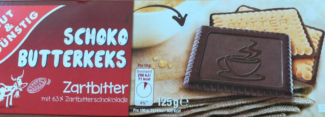 Fotografie - Schoko Butterkeks mit Zartbitterschokolade Gut&Günstig