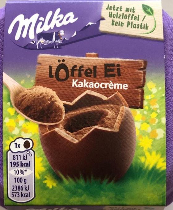 Fotografie - Löffel Ei Kakaocréme Milka