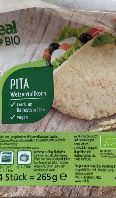 Fotografie - Pita Weizenvollkorn Real Bio