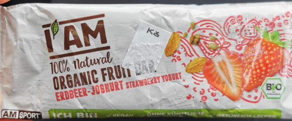 Fotografie - I am 100% natural Organic fruit bar Erdbeer-joghurt Strawberry yogurt