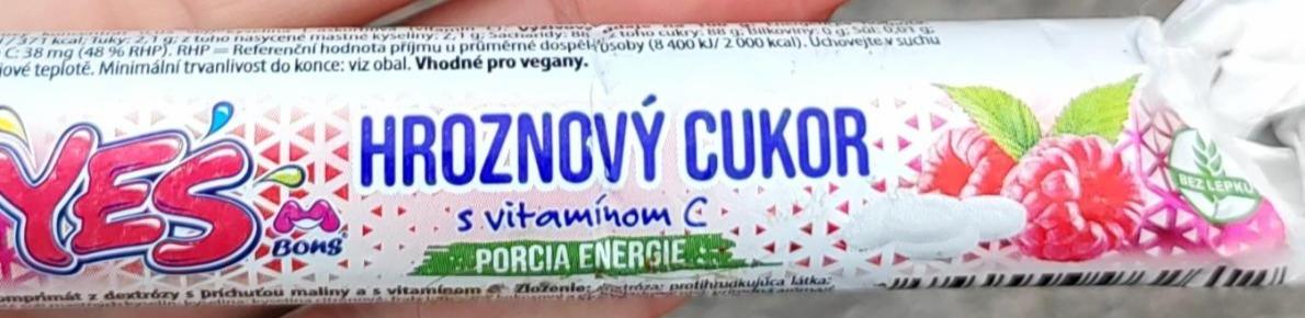 Fotografie - Hroznový cukr s vitamínem C s příchutí maliny Yes