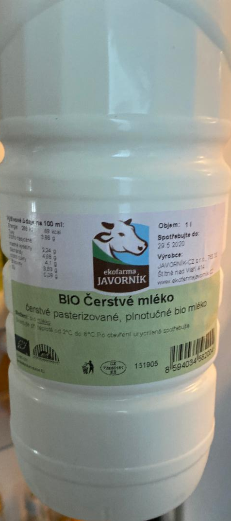 Fotografie - BIO Plnotučné mléko selské Farma Javorník