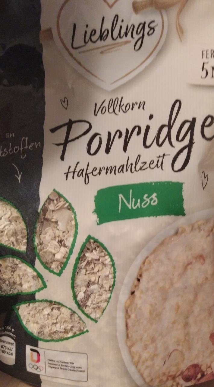 Fotografie - Vollkorn Porridge Hafermahlzeit Nuss Lieblings