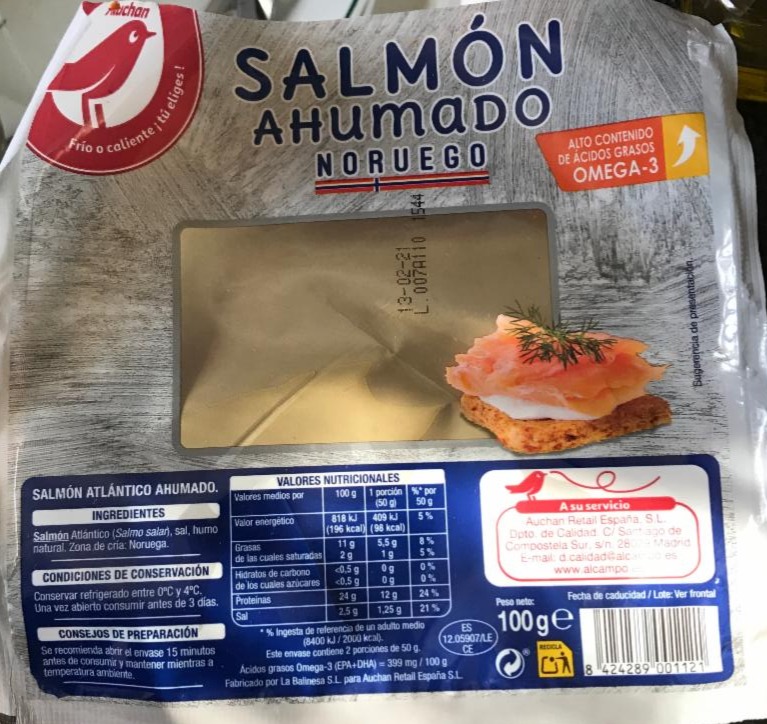 Fotografie - Salmón noruego ahumado Auchan