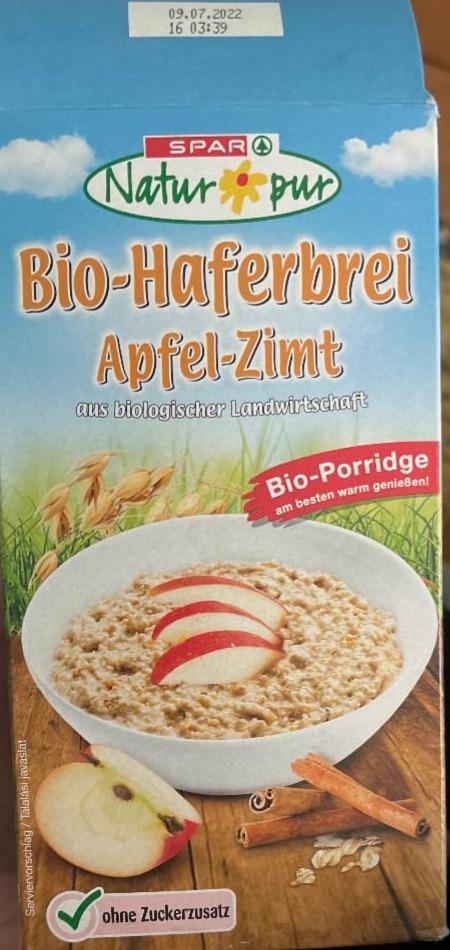 Fotografie - Bio-Haferbrei Apfel-Zimt SPAR Natur*pur