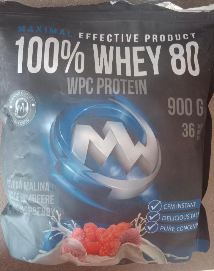 Fotografie - 100% Whey 80 WPC protein divoká malina Maxxwin