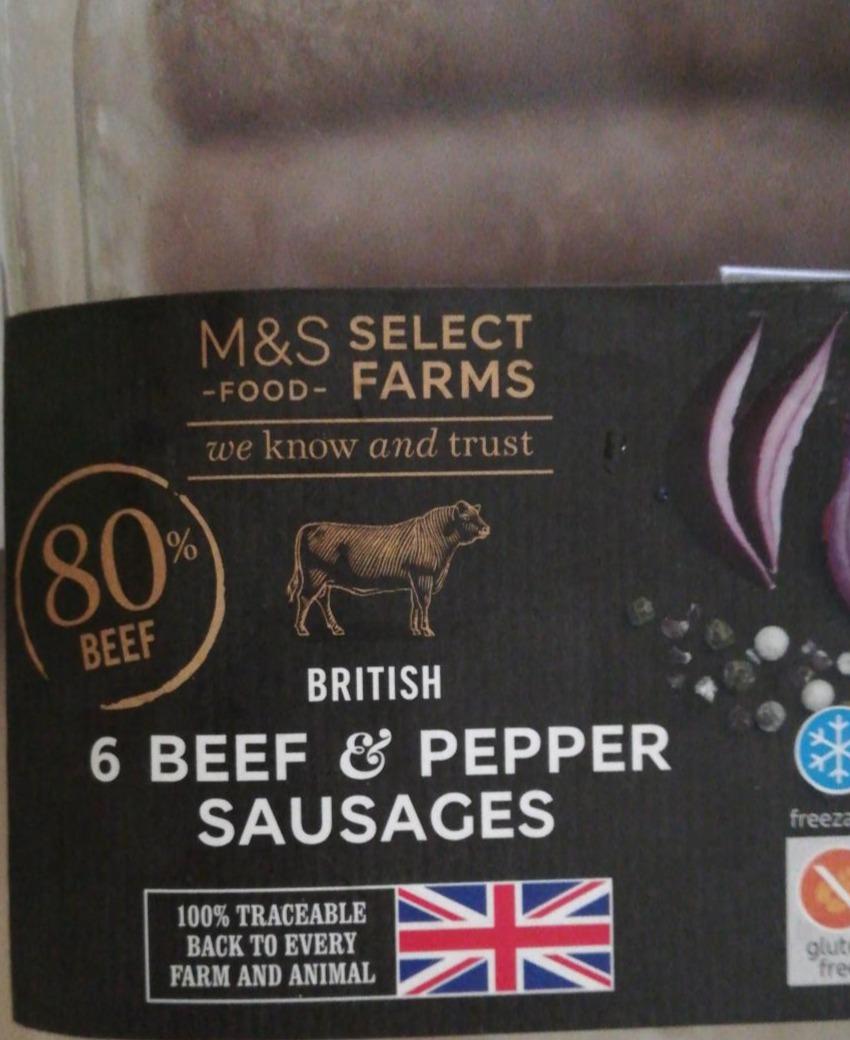 Fotografie - 6 Beef & Pepper Sausages M&S Food