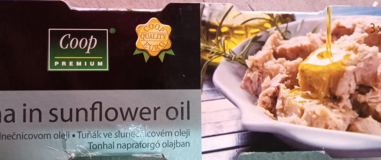 Fotografie - tuňák ve slunečnicovém oleji Coop Premium