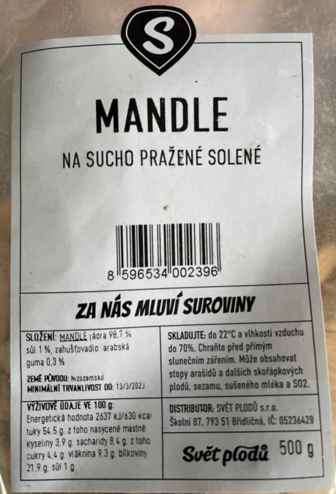 Fotografie - Mandle na sucho pražené solené Svět plodů