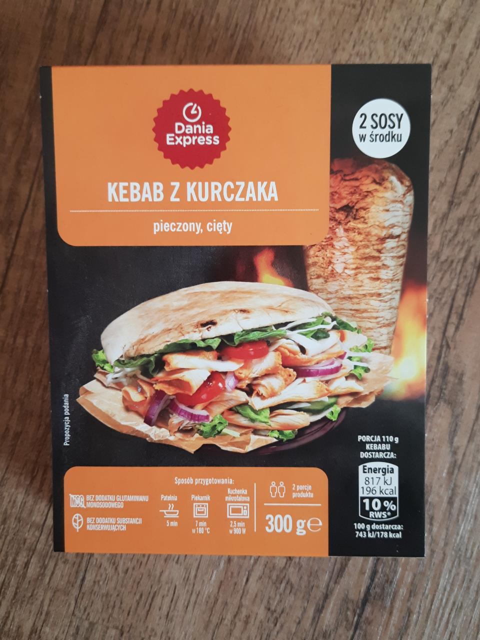 Fotografie - Kebab z kurzaka pieczony, cięty Dania Express