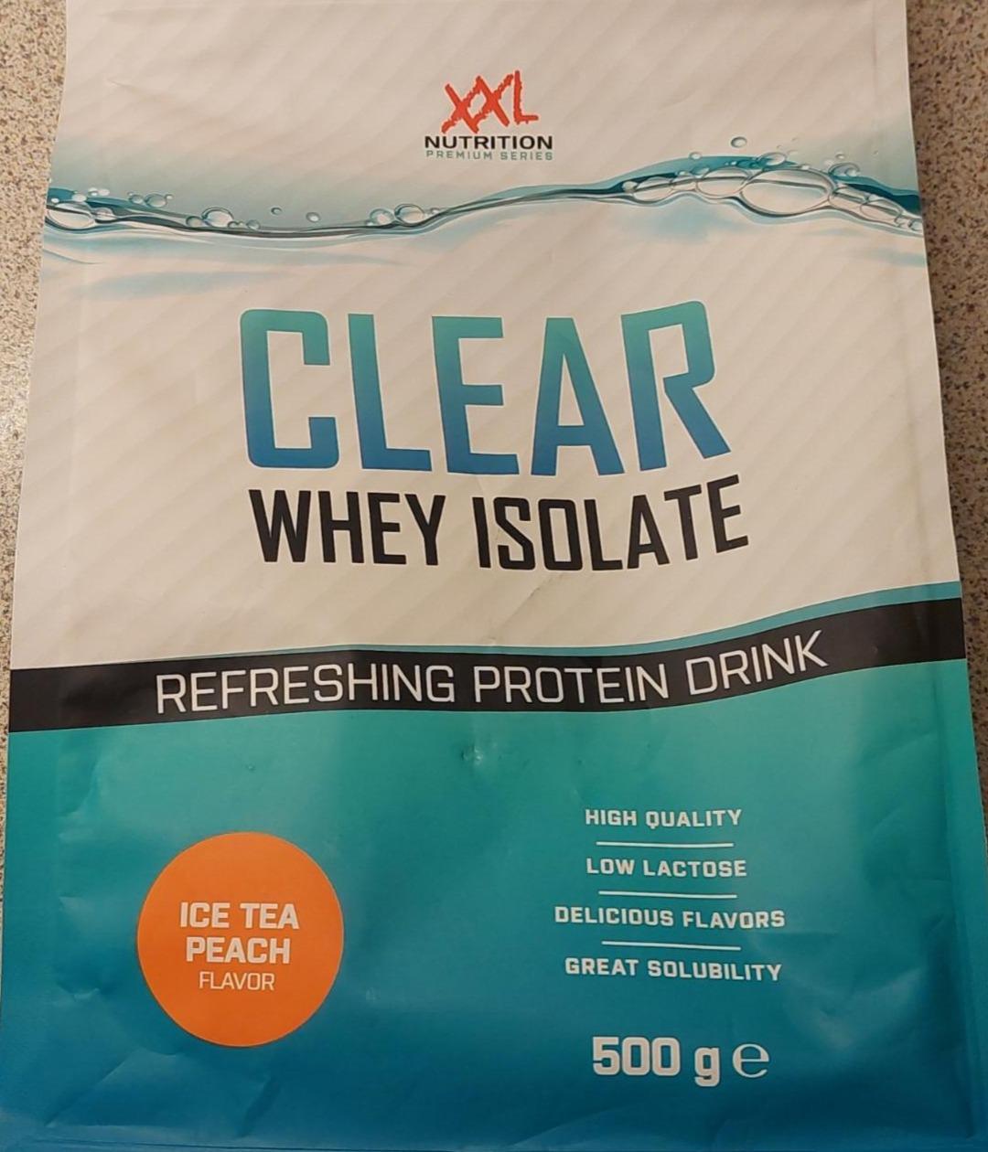 Fotografie - Clear whey isolate refreshing protein drink ice tea peach XXL Nutrition