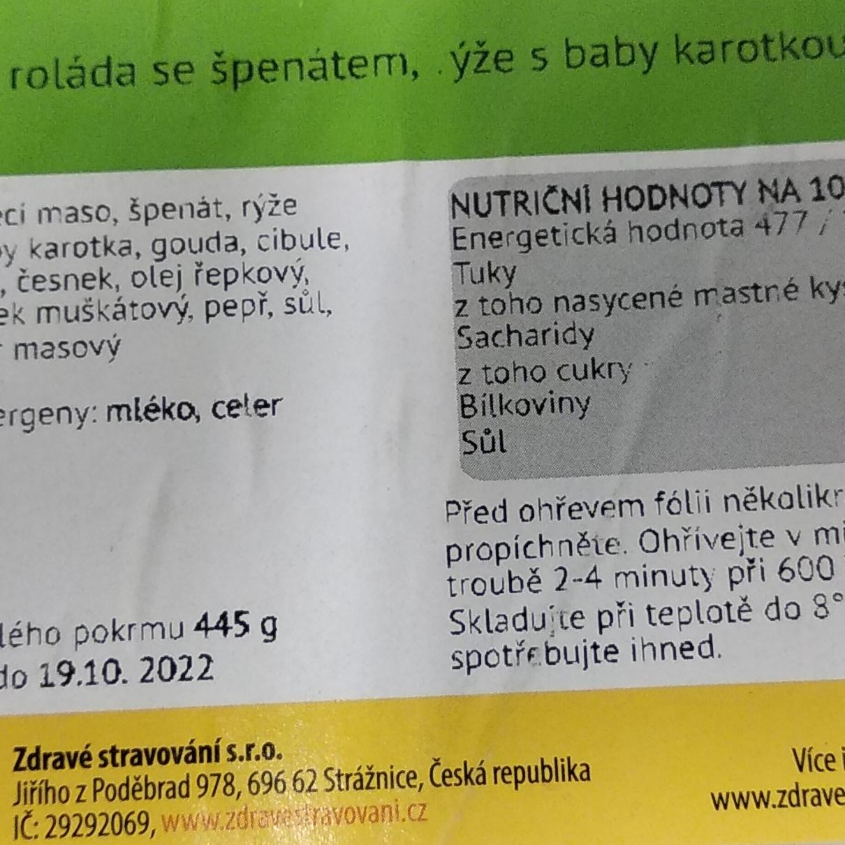 Fotografie - Drůbeží roláda se špenátem, rýže s baby karotkou Zdravé stravování