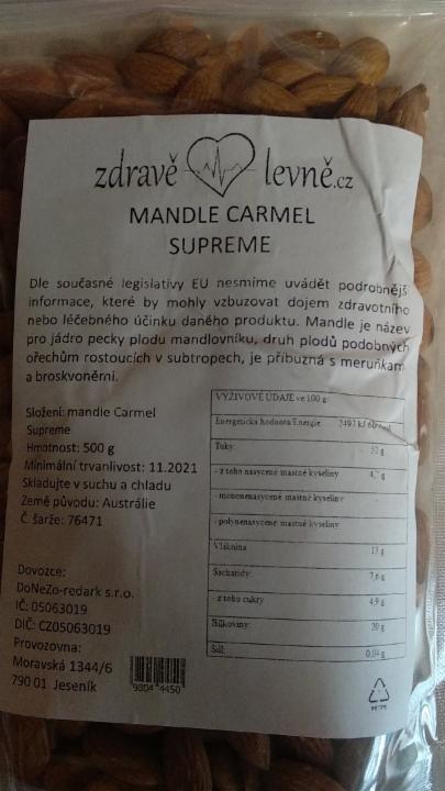 Fotografie - Mandle Carmel Supreme Zdravě levně