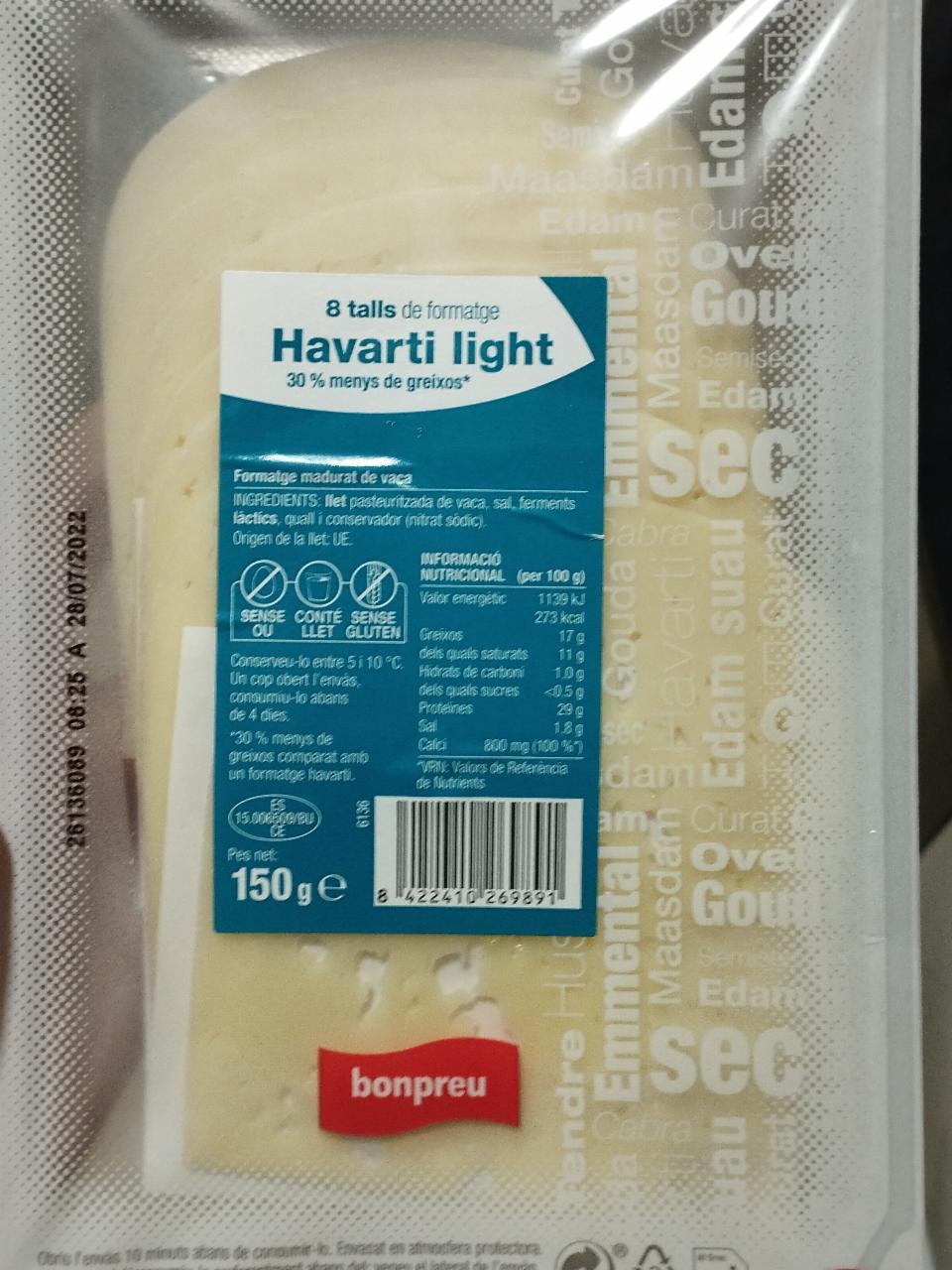 Fotografie - Havarti light 30% Bonpreu