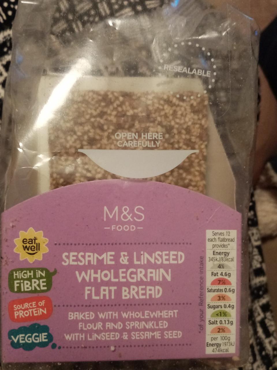 Fotografie - Sesame & Linseed wholegrain flatbread M&S Food