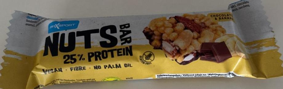 Fotografie - Nuts bar 25% protein chocolate & banana Maxsport