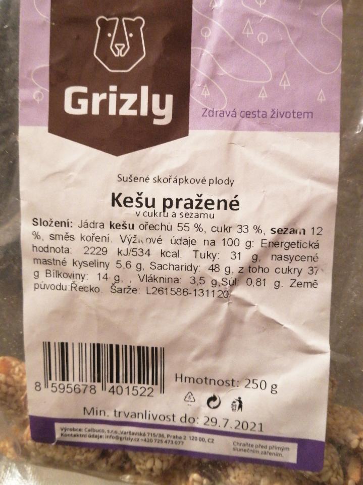 Fotografie - kešu pražené v cukru a sezamu Grizly