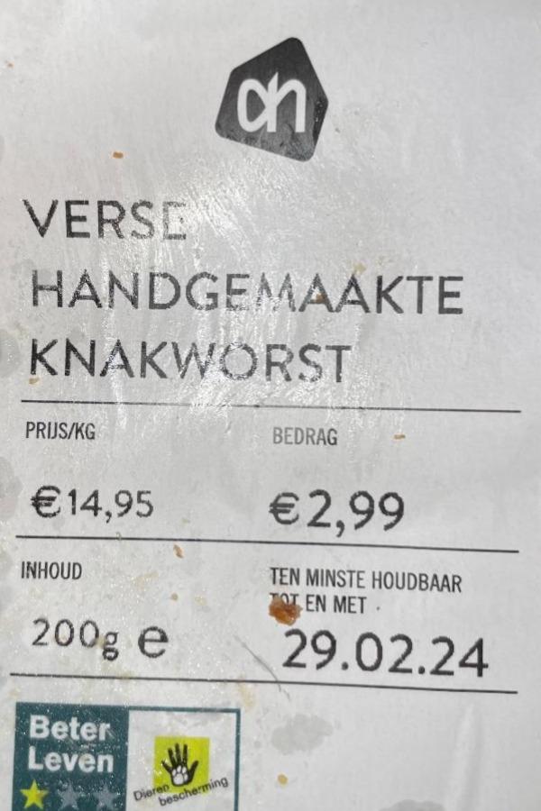 Fotografie - Verse Handgemaakte Knakworst AH