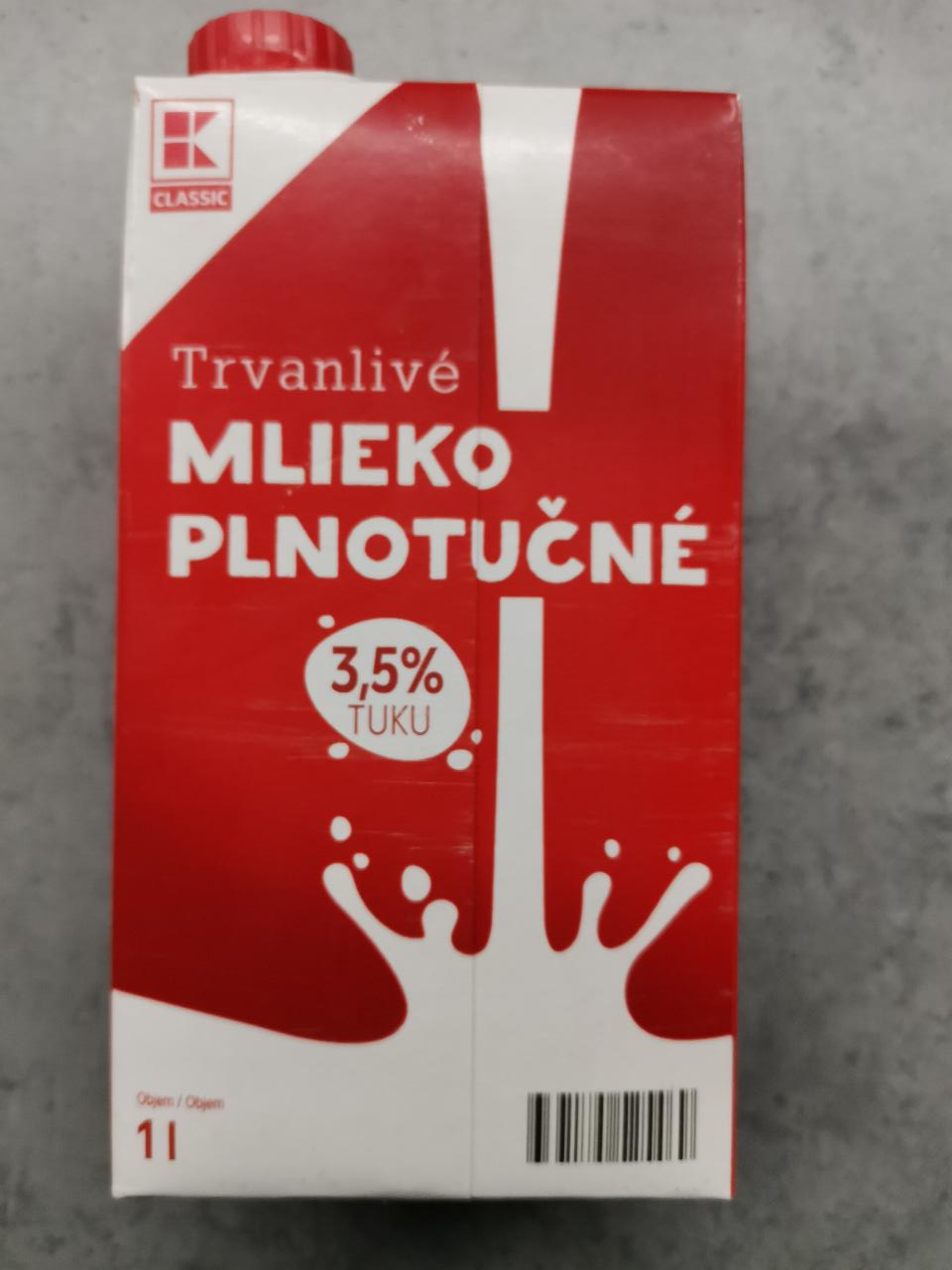 Fotografie - Mléko plnotučné trvanlivé 3,5% K-Classic