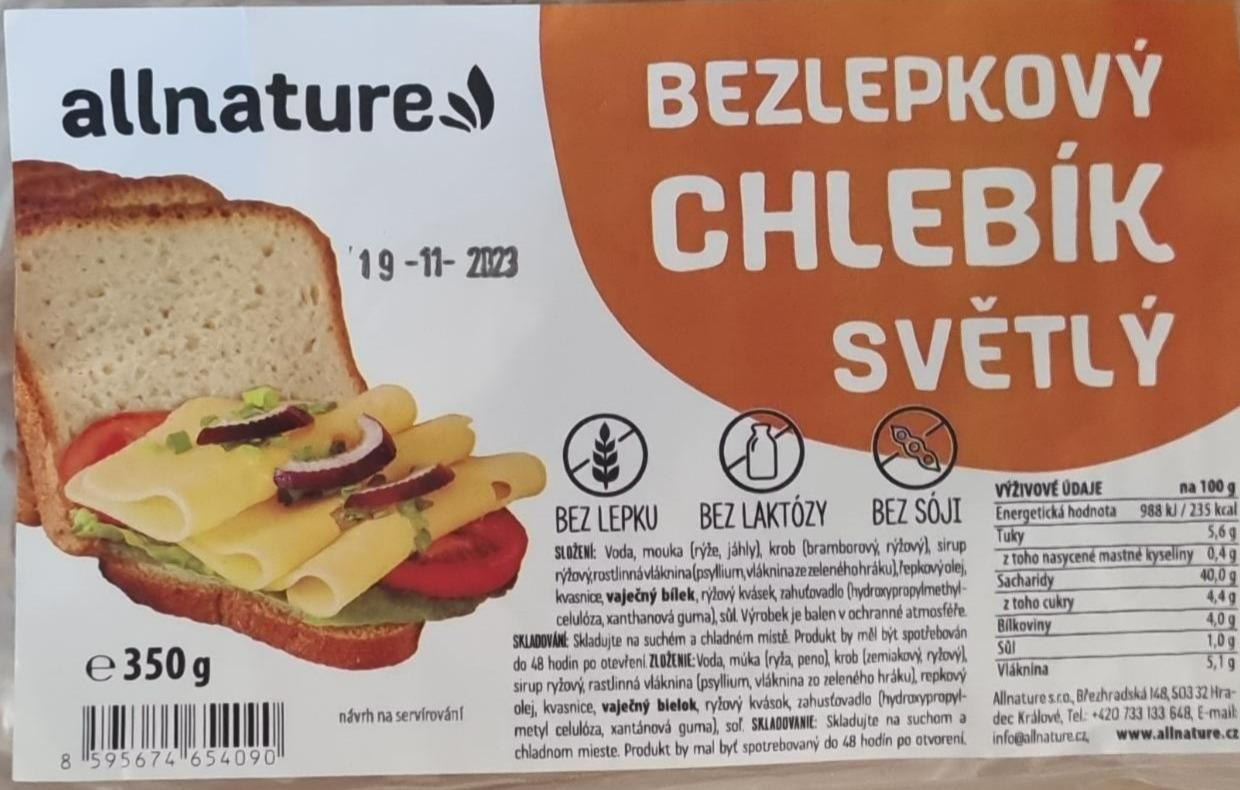 Fotografie - Bezlepkový chlebík světlý Allnature