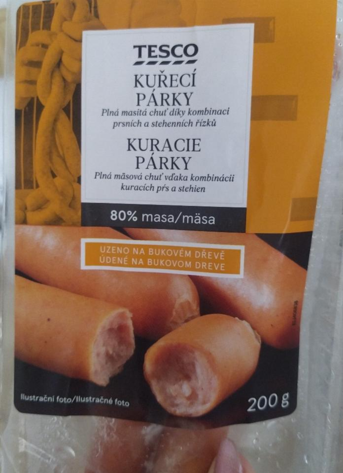 Fotografie - Kuřecí párky 80% masa Tesco