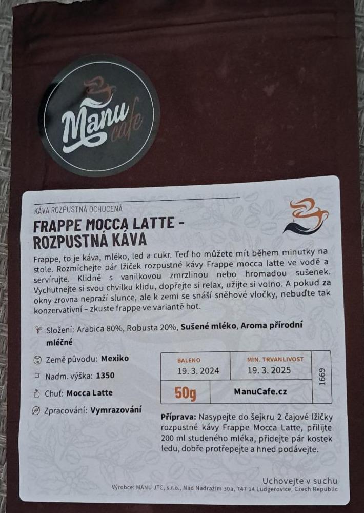 Fotografie - Frappe mocca latte rozpustná káva ManuCafe