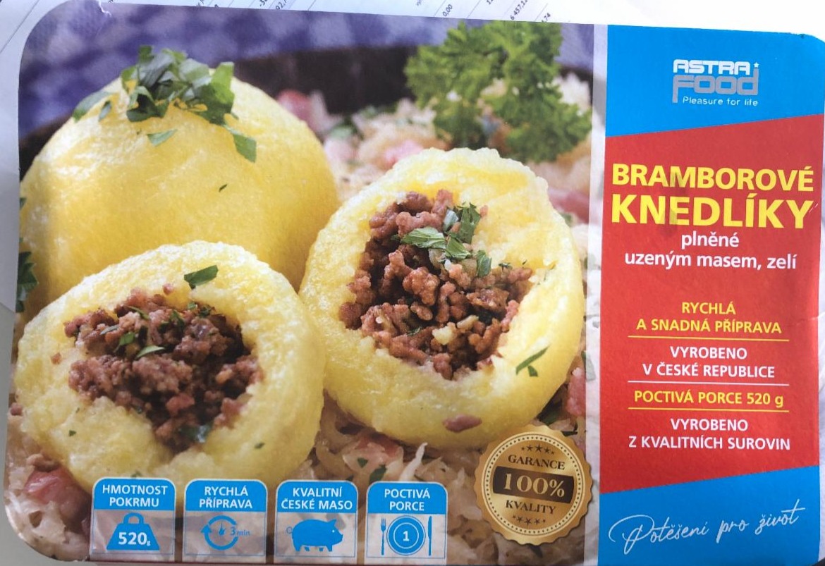 Fotografie - Bramborové knedlíky plněné uzeným masem, zelí Astrafood