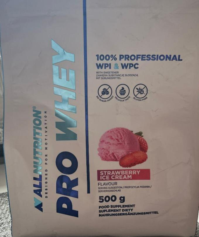 Fotografie - Pro whey 100% Professional WPI & WPC Strawberry Ice cream Allnutrition