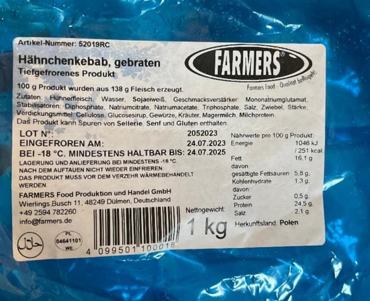 Fotografie - Hähnchenkebab, gebraten Farmers