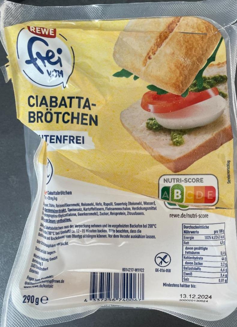 Fotografie - Ciabatta-brötchen Rewe frei von