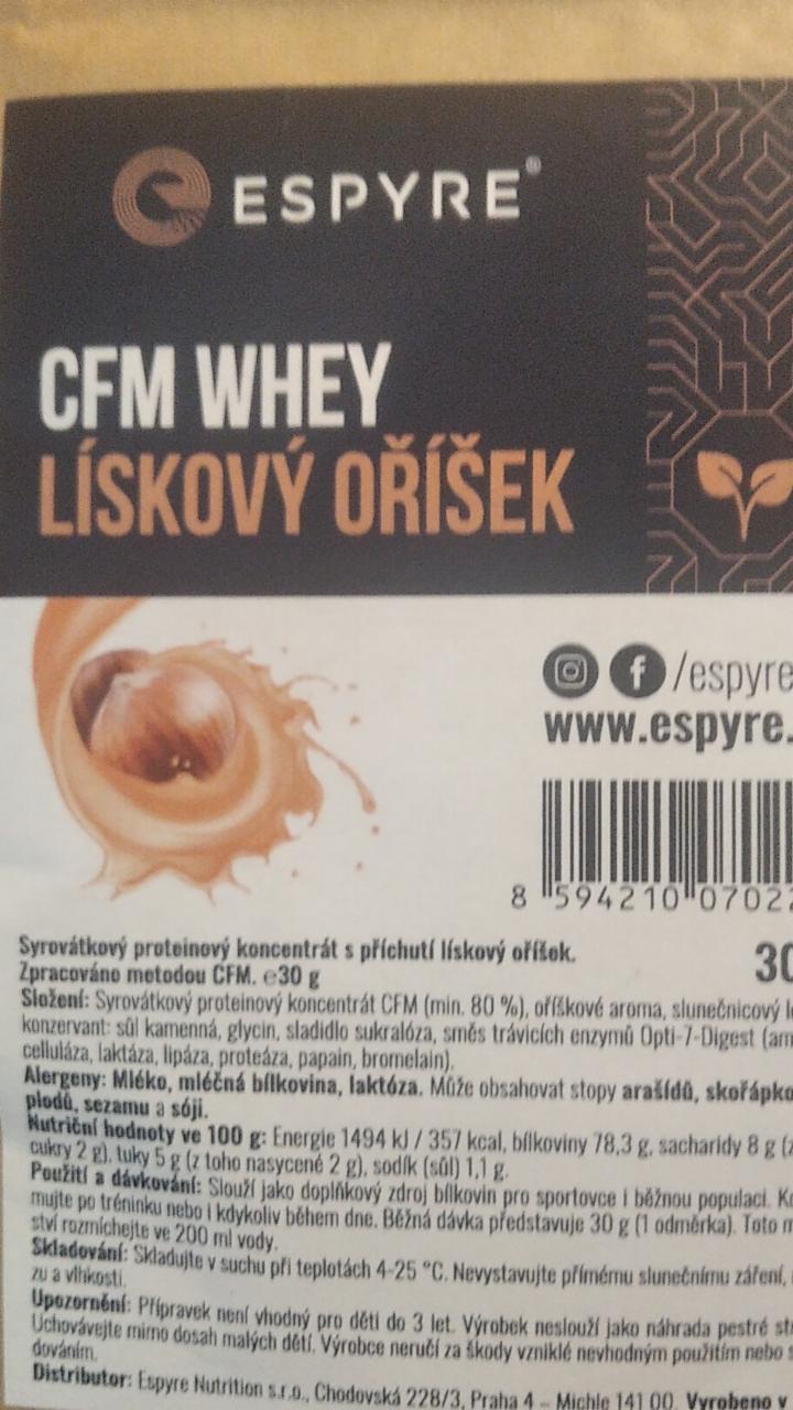 Fotografie - CFM WHEY lískový oříšek Espyre