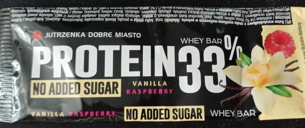 Fotografie - Protein 33% whey bar no added sugar vanilla raspberry Go On!