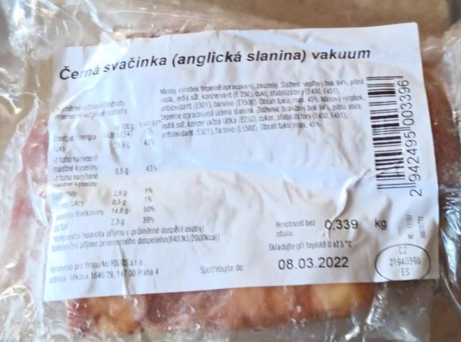 Fotografie - Černá svačinka anglická slanina vakuum MJ Foods