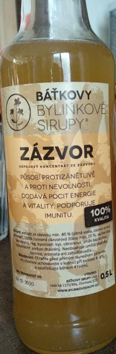 Fotografie - Zázvorový sirup Báťkovy bylinné sirupy