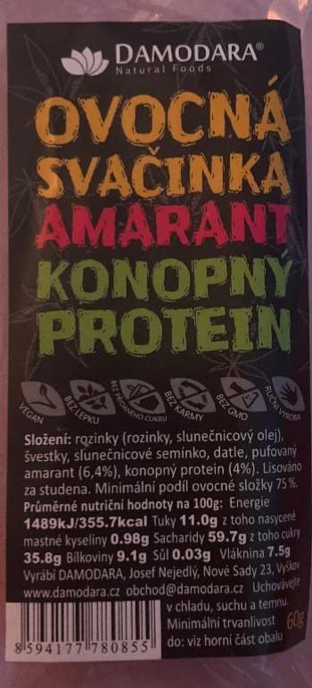 Fotografie - Ovocná svačinka amarant Konopný protein Damodara