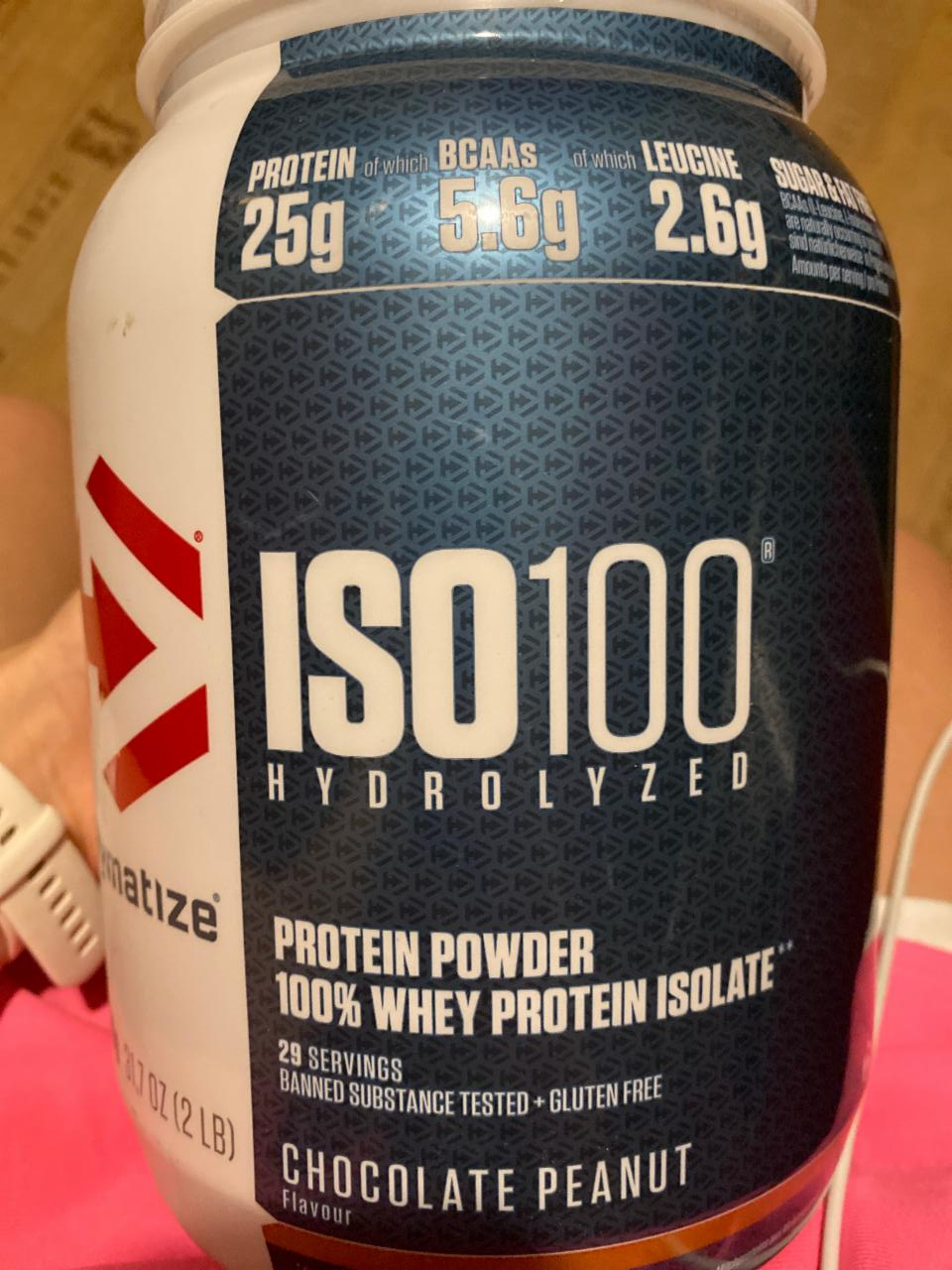 Fotografie - Iso100 protein powder 100%. whey protein isolate chocolate peanut Dymatize