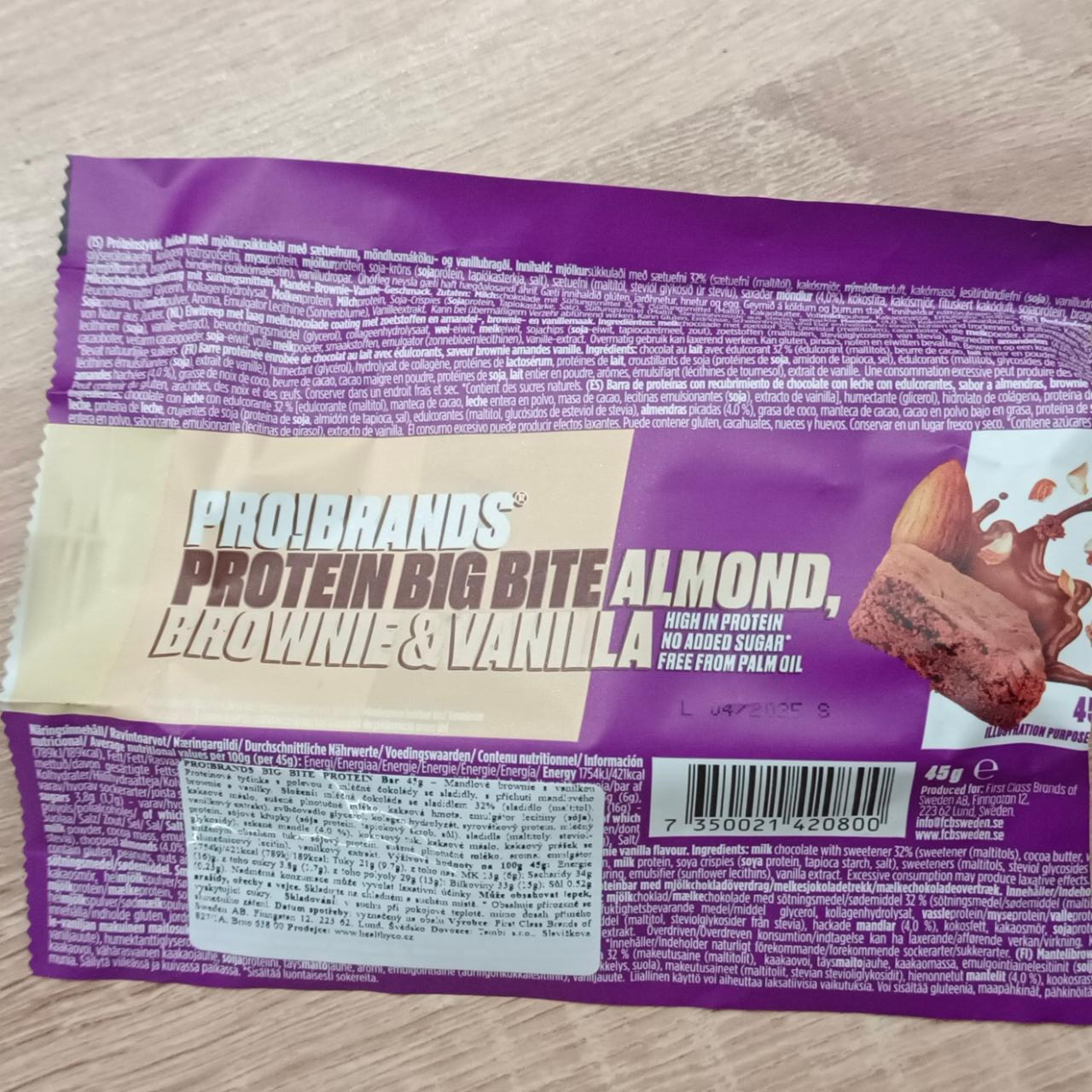 Fotografie - Protein big bite almond, brownie & vanilla Pro!brands