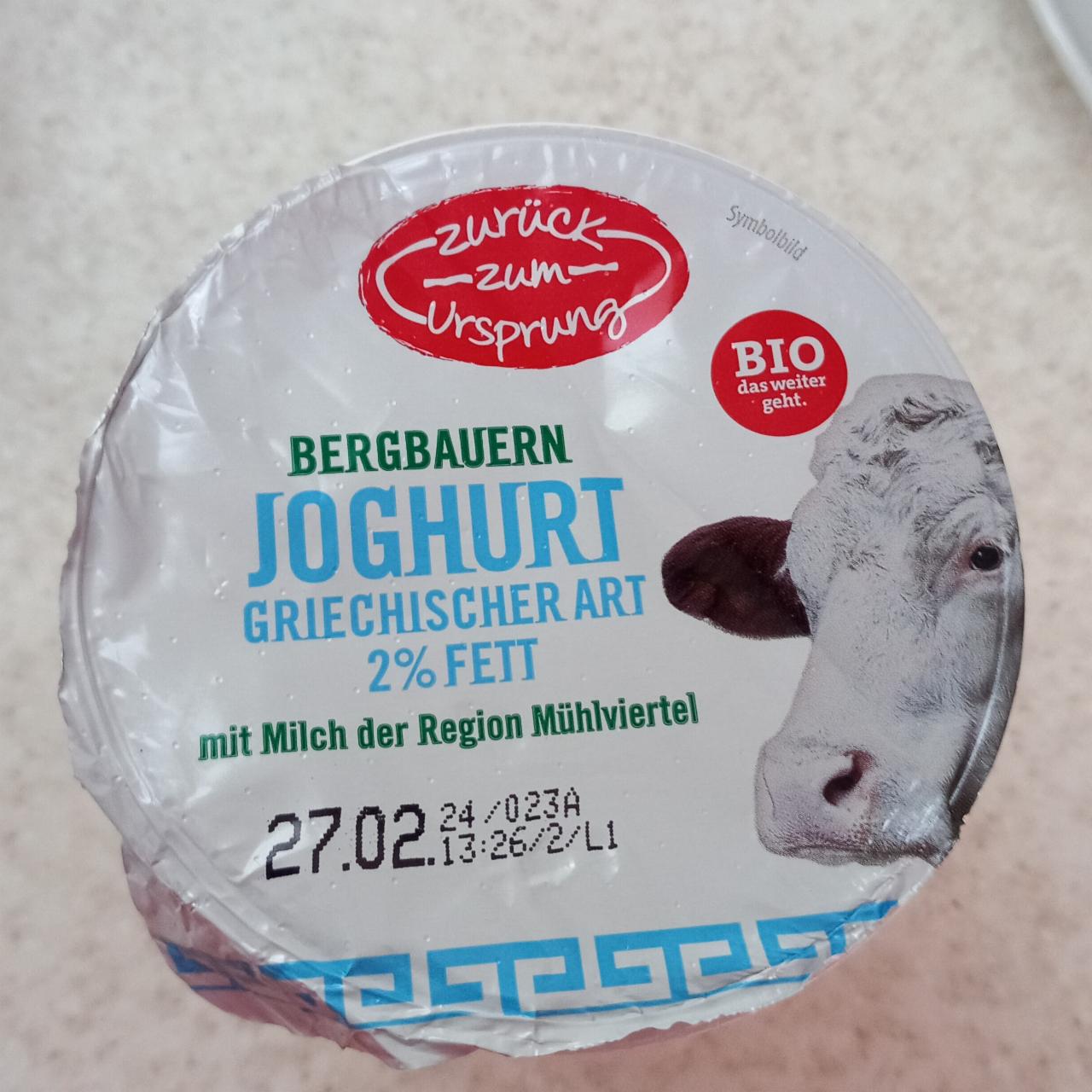 Fotografie - Bergbauern Joghurt Griechischer Art 2% Fett Zurück zum Ursprung