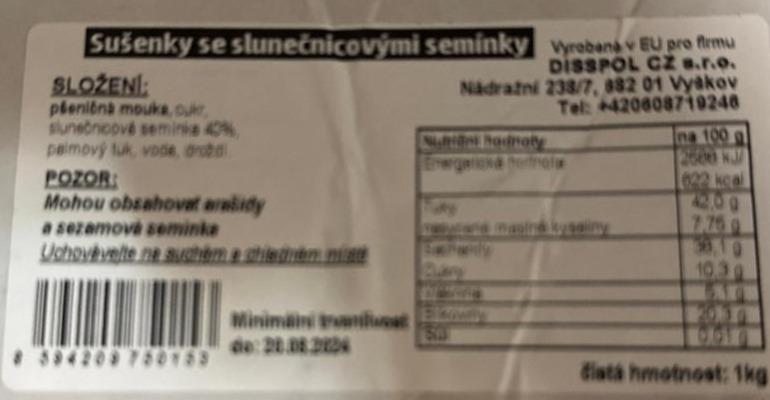 Fotografie - sušenky se slunečnicovými semínky Disspol