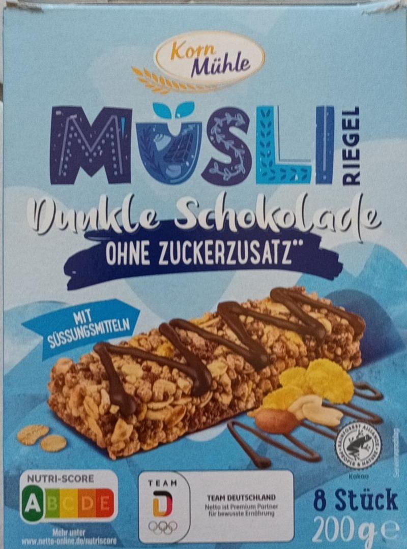 Fotografie - Müsli rieger dunkle schokolade ohne zuckerzusatz Korn Mühle