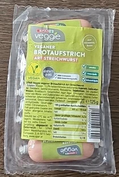 Fotografie - Veganer Brotaufstrich art Streichwurst Spar veggie