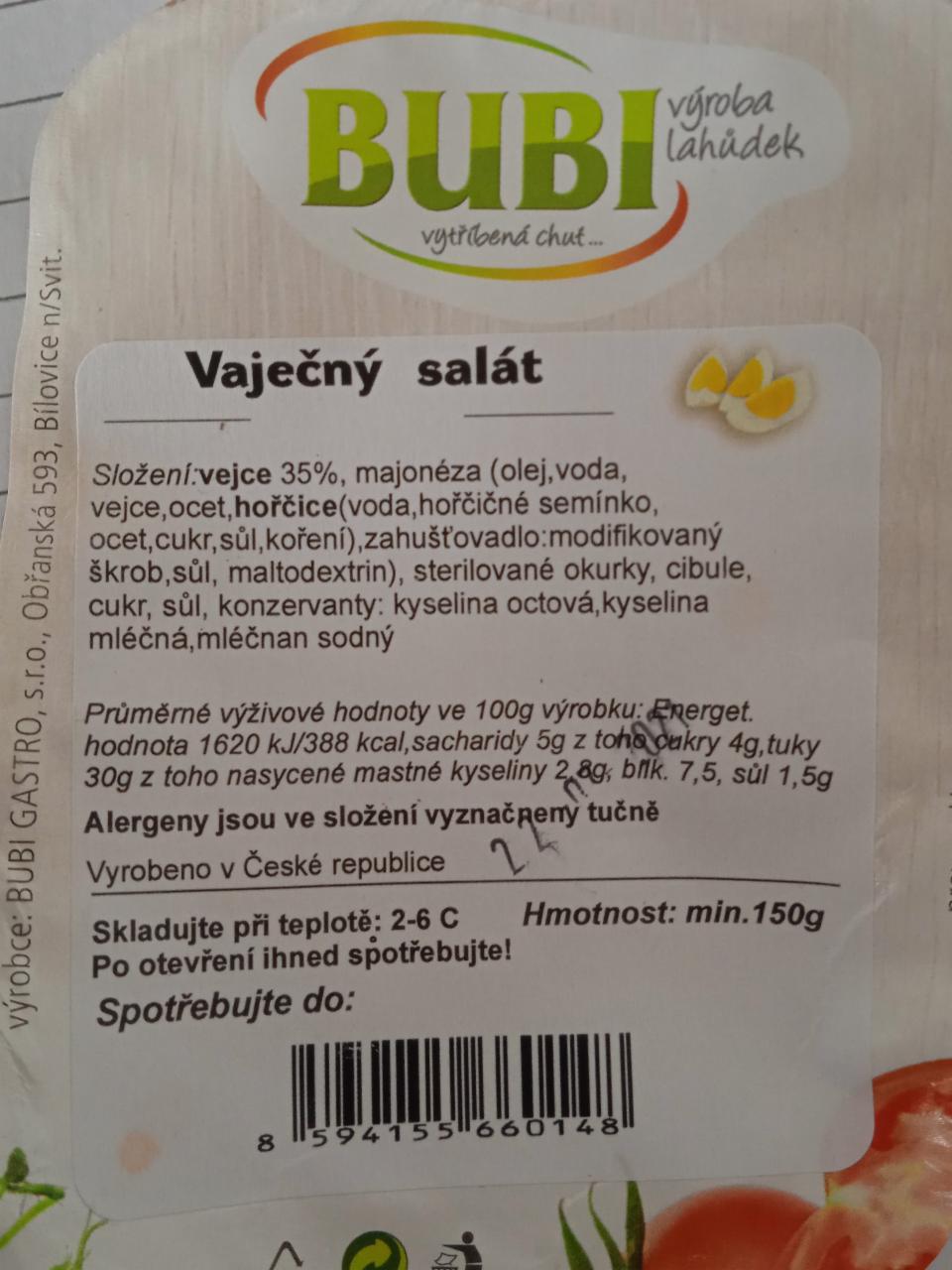 Fotografie - Vaječný salát Bubi