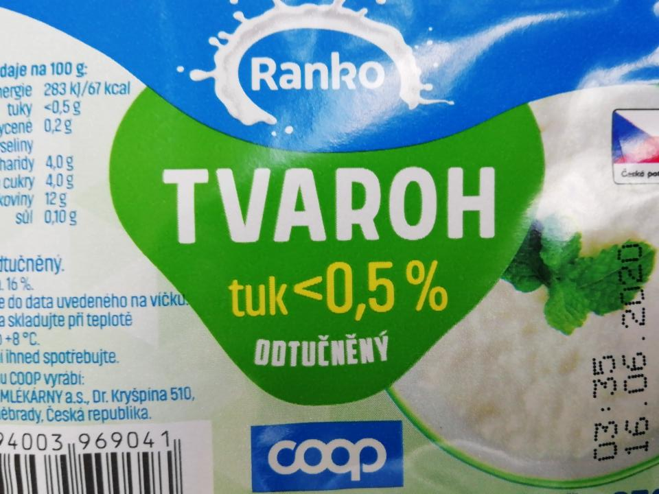 Fotografie - tvaroh odtučněný 0.5% Ranko