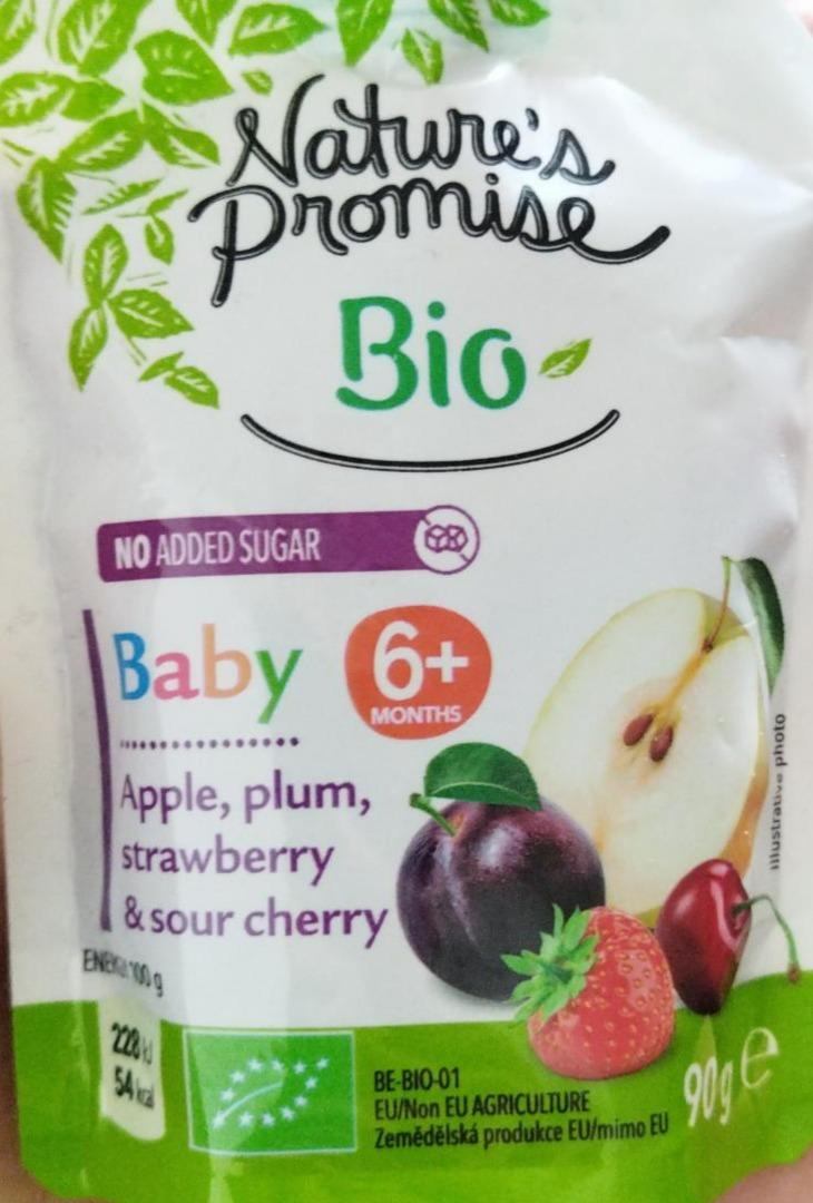 Fotografie - Bio apple, plum, strawberry & sour cherry Nature's Promise